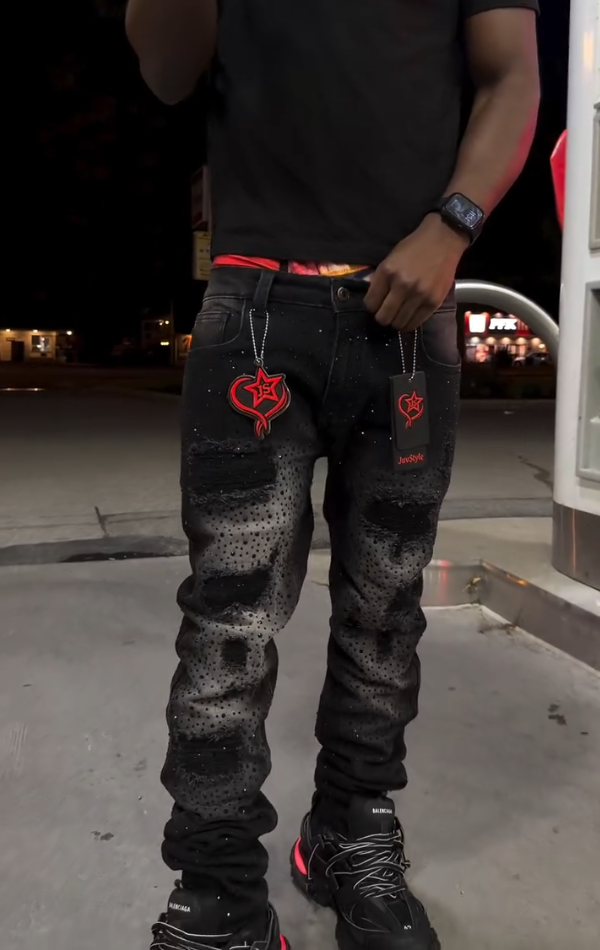 Men's Fashion Distressed Rhinestone Jeans