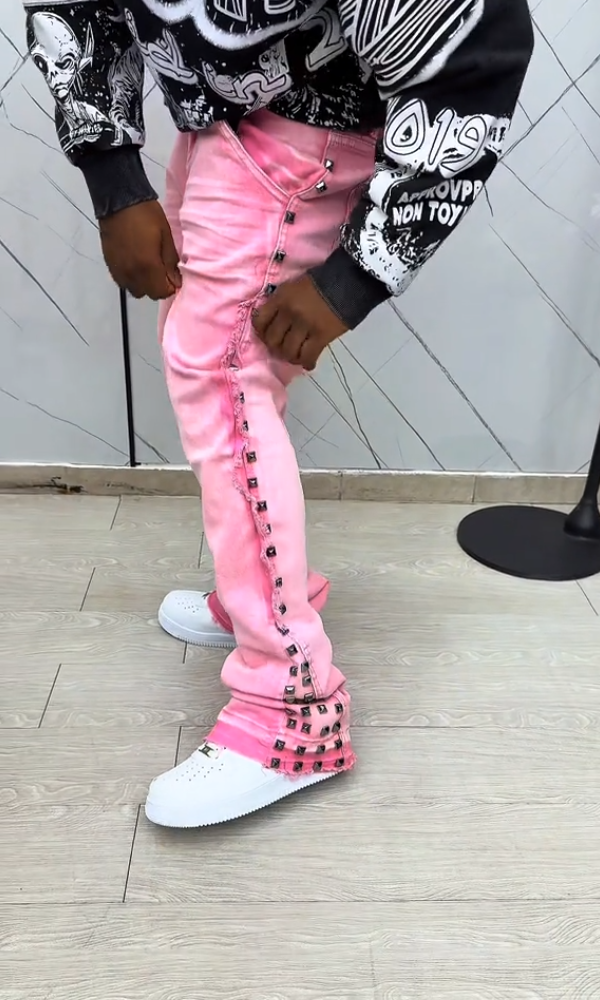 Pink Studded Trendy Jeans