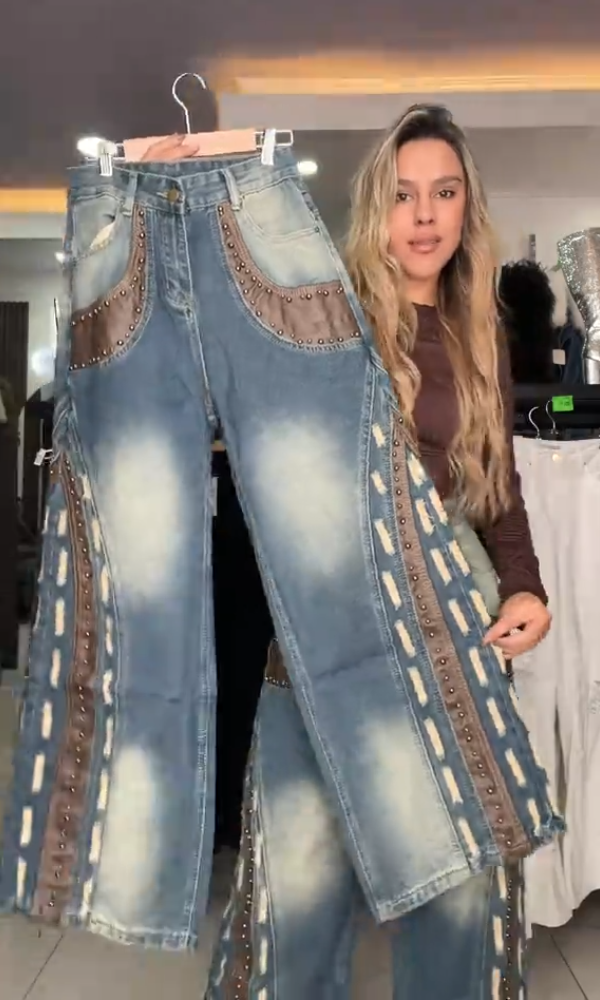 Women's Studded Distressed Jeans
