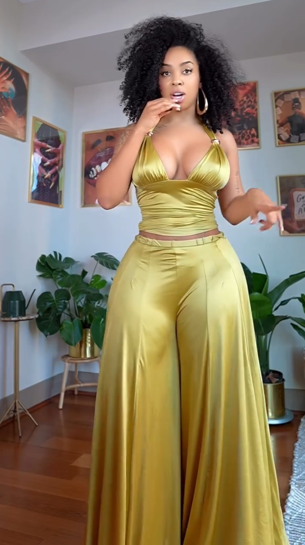 Stylish Open-Back Top & Wide-Leg Trousers Set