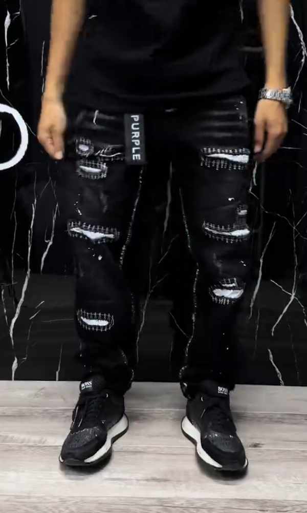 Trendy Distressed & Embroidered Jeans