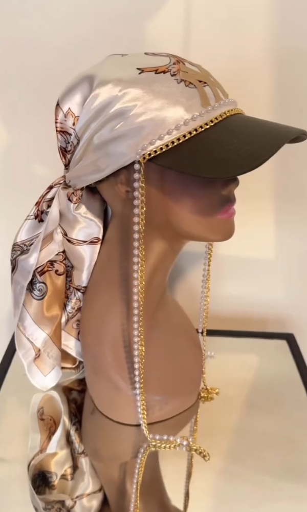 Scarf-Hats Pearls and Gold Chains