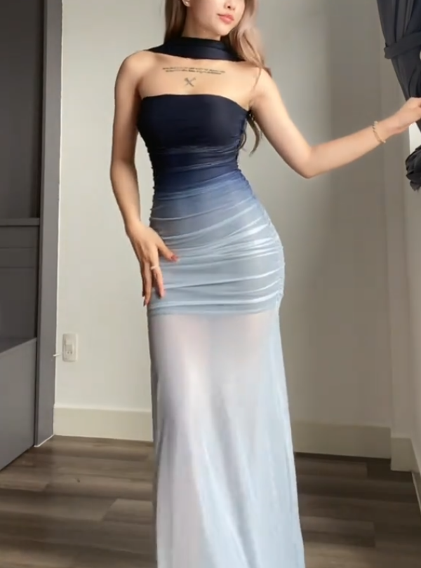 Ombre Silk Midi Dress