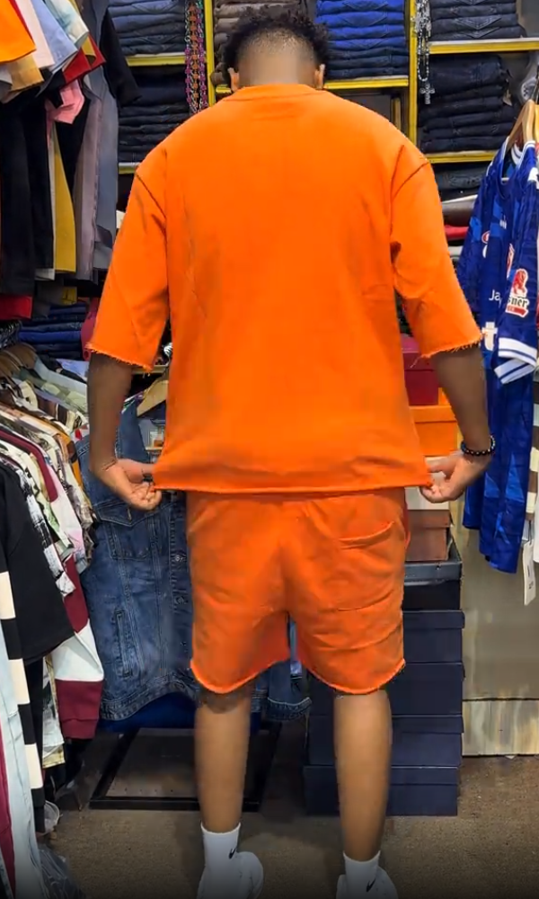 Men's Solid Color Casual Top & Shorts Set