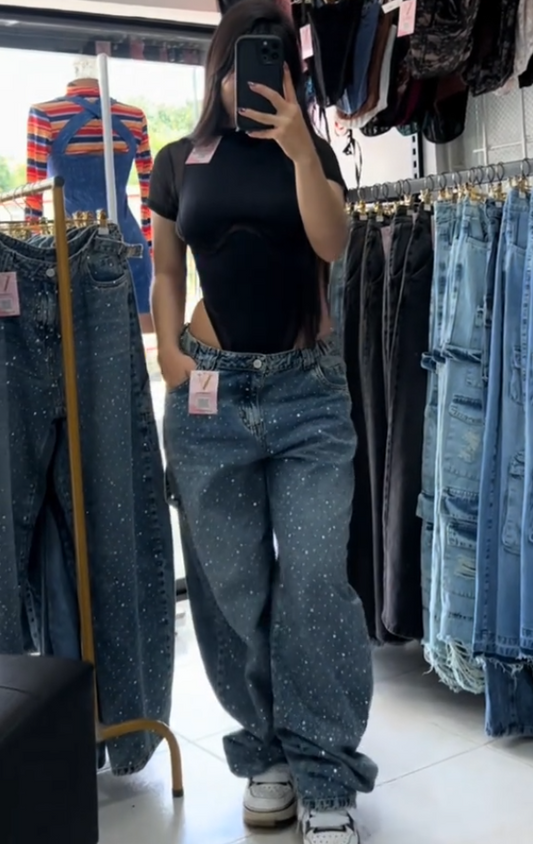 Women's Shiny Loose Jeans