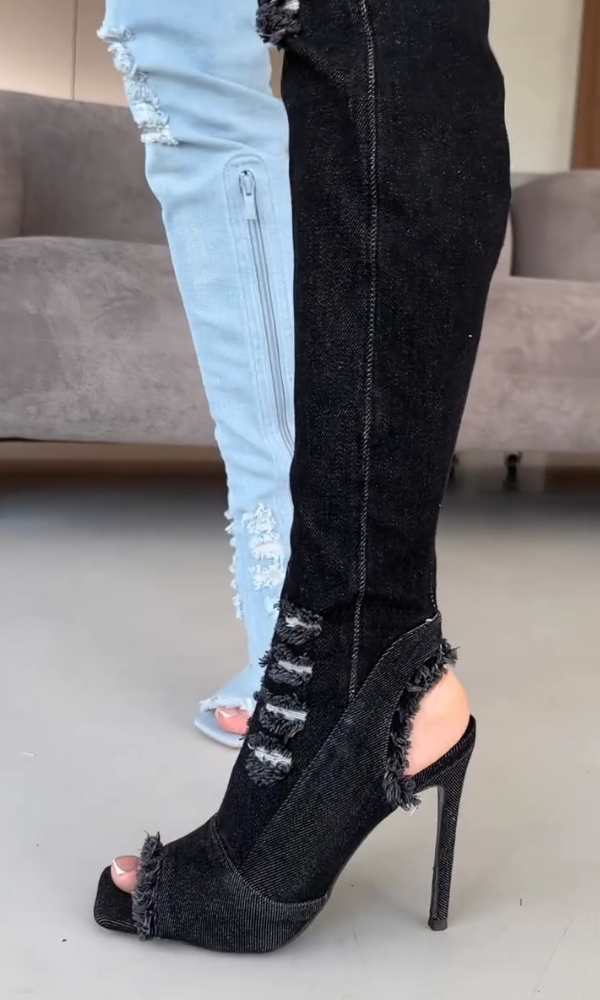 Women's Denim Over-the-Knee Boots