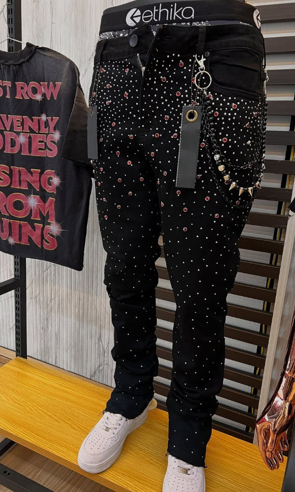 Sparkling Rhinestone Casual Pants