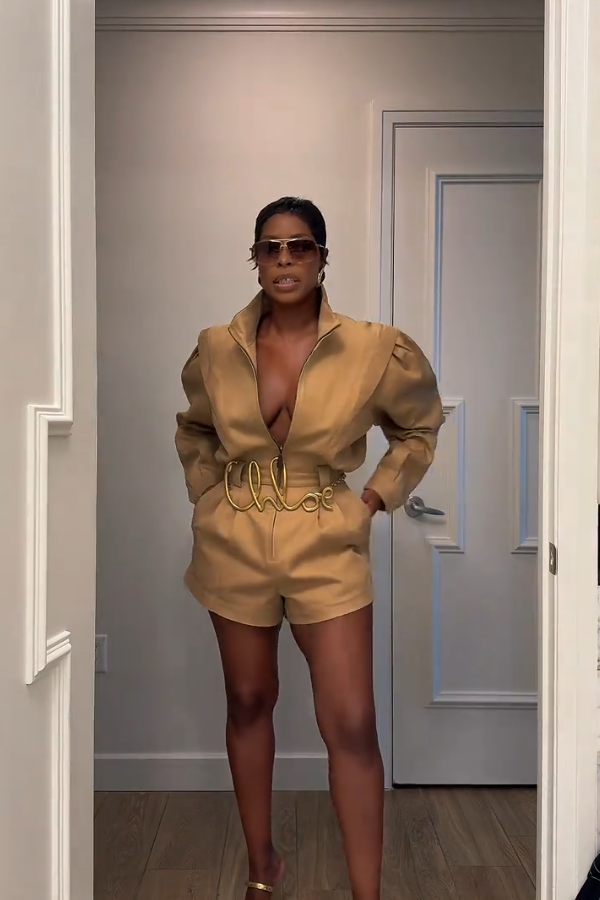 Stand Collar Puff-sleeve Zipper Romper