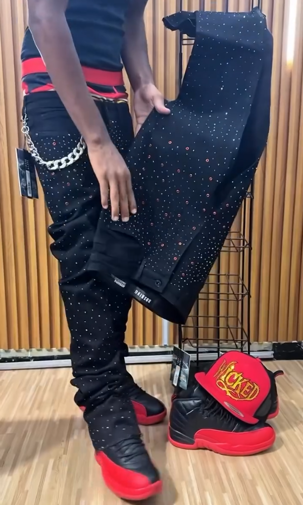 Sparkling Rhinestone Casual Pants