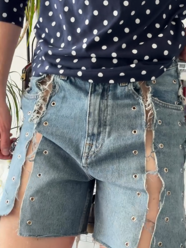 Cool and Sexy Cut-Out Denim Shorts