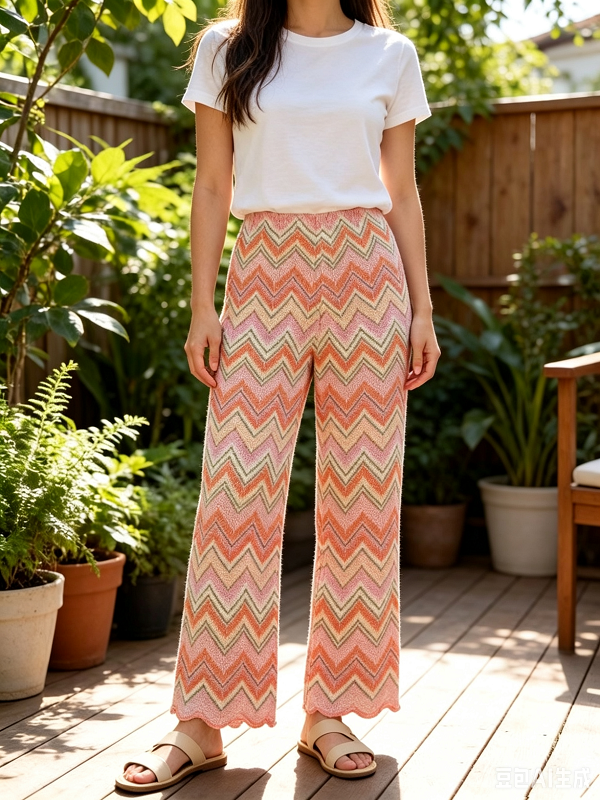 Knitted Wave-Pattern Vest & Pants Set