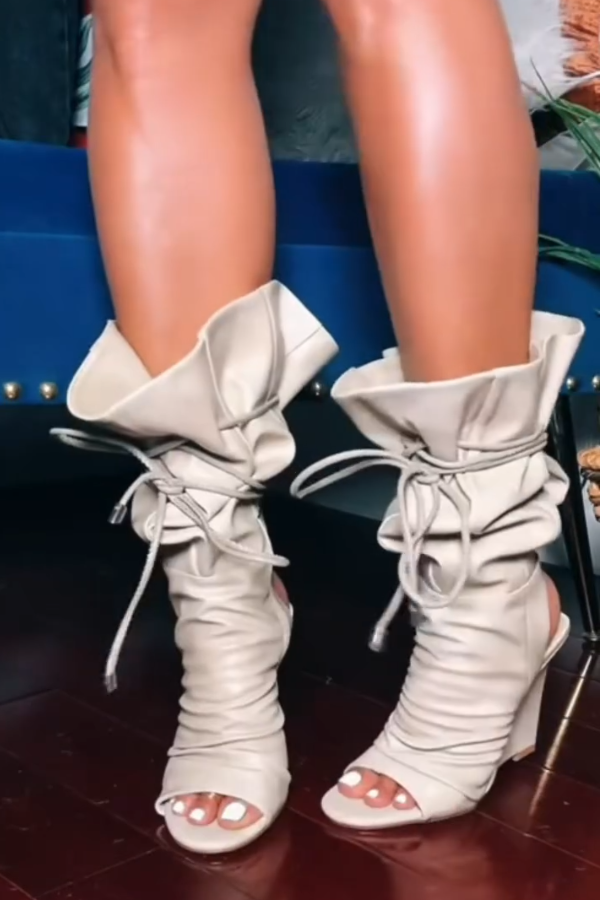 Leather Wedge Bootie