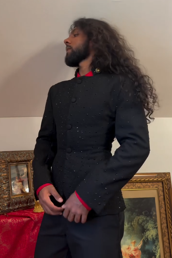 Corset Back Black Rinestones Blazer