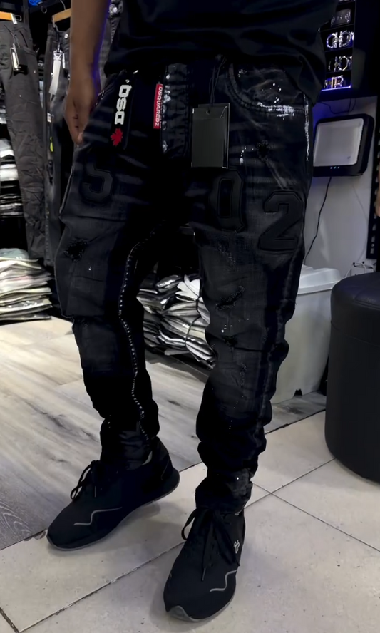 Men's Trendy Splatter Embroidered Jeans