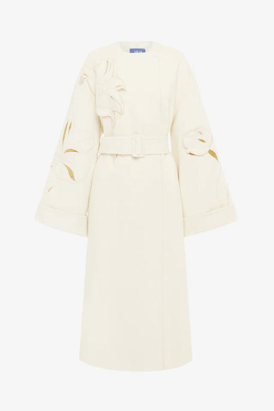 Embroidered Florals Wool Coat