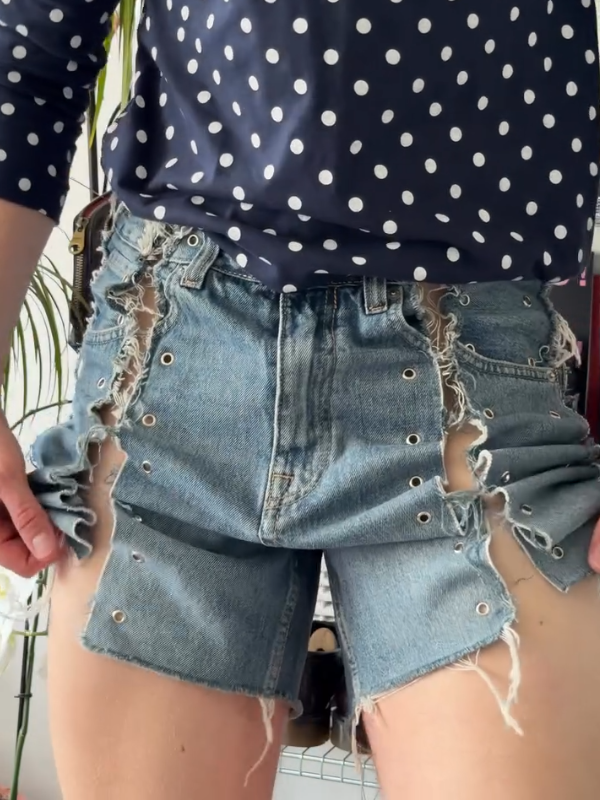Cool and Sexy Cut-Out Denim Shorts