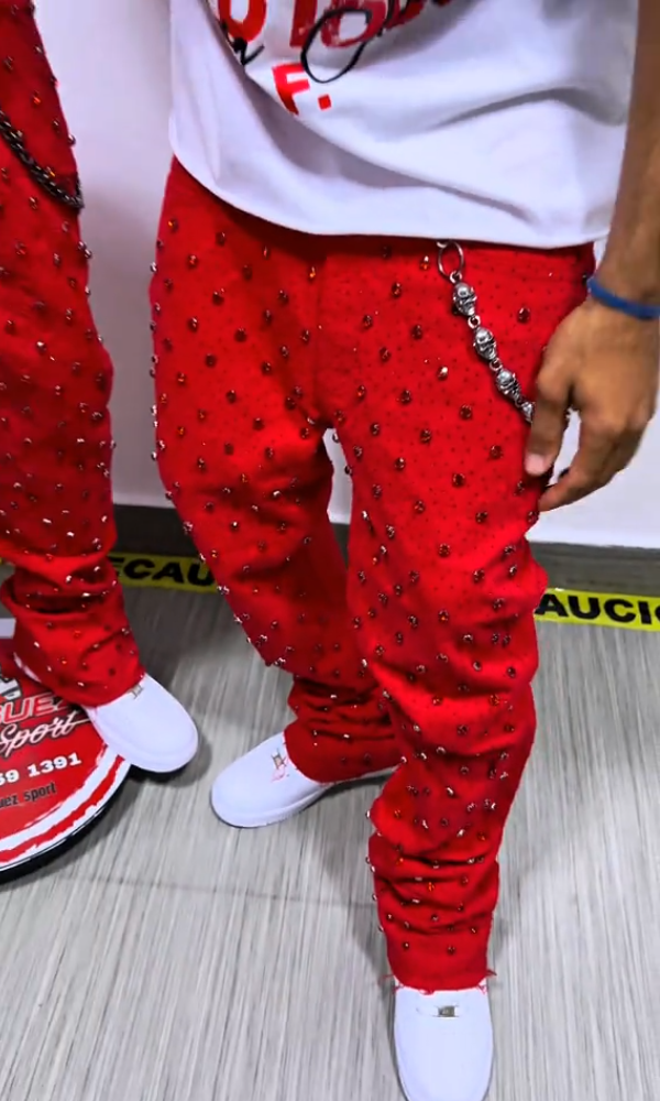 Sparkling Rhinestone Casual Jeans