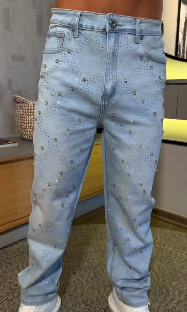 Men's Stylish Rhinestone Denim Jeans