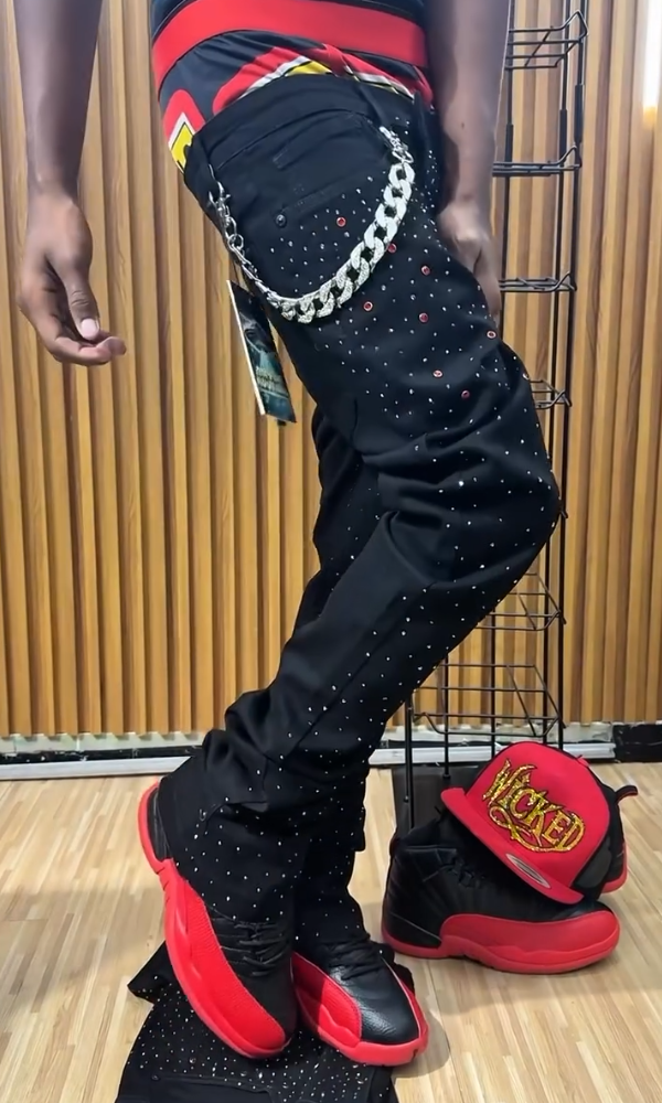 Sparkling Rhinestone Casual Pants