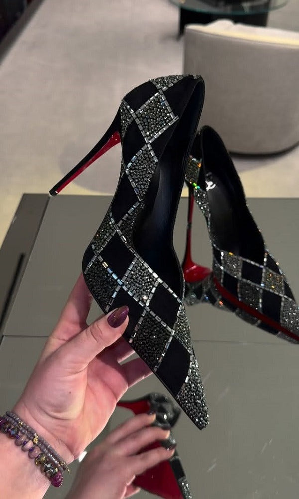Crystal Check Women's High Heels