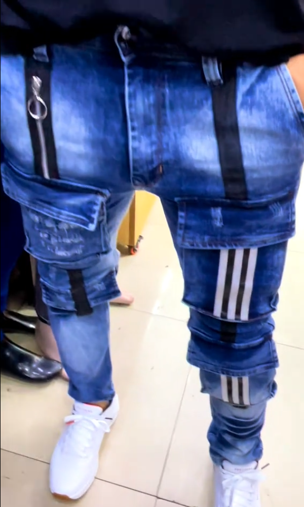 Men's Striped Zip-up Jeans