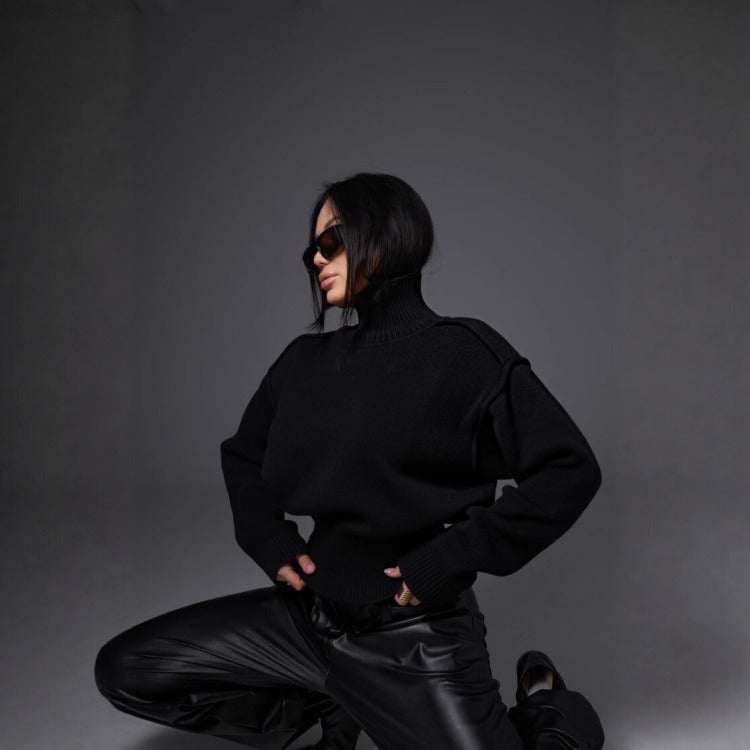 High-neck Wool Fashion Sweater