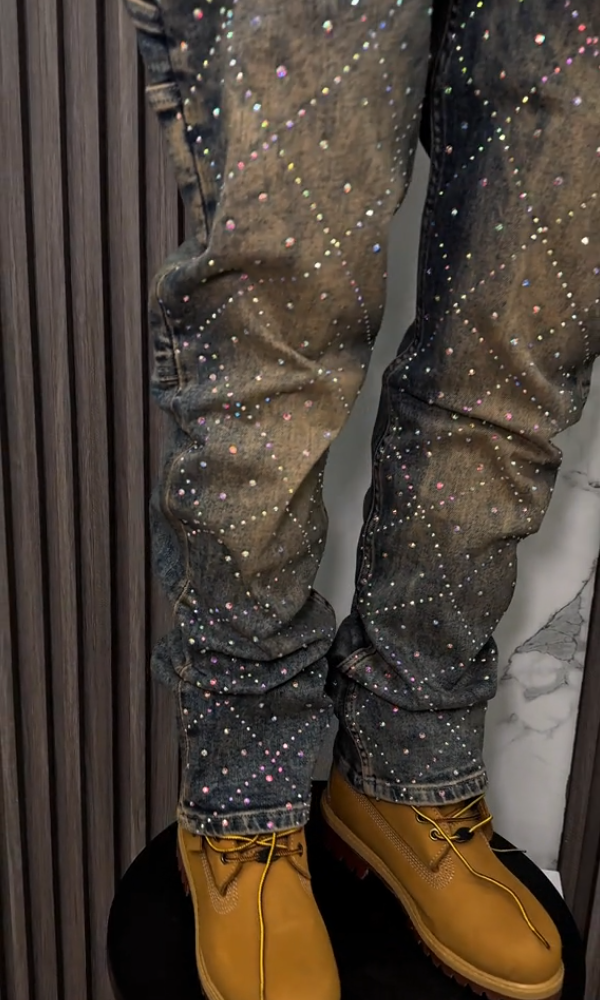 Men's Trendy Sparkling Rhinestone Casual Jeans