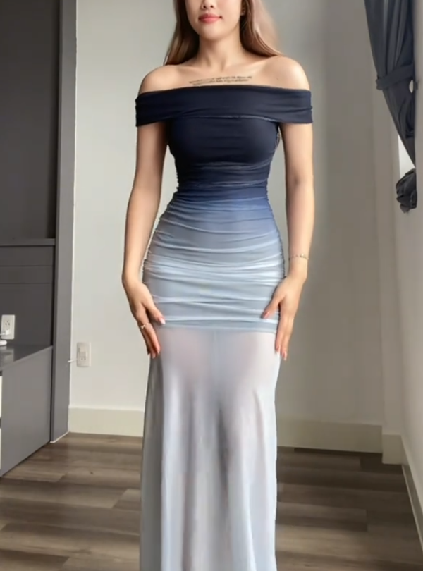 Ombre Silk Midi Dress