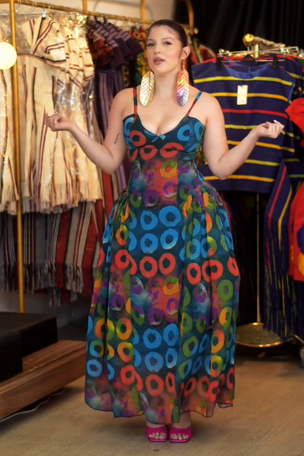Stylish Sheer Top & Fruit Loop Dress Set