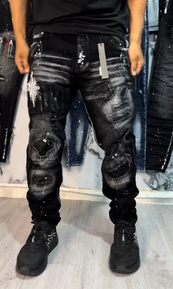Black Starbust Splatter Jeans
