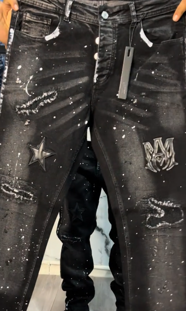 Men's Ripped Casual Splatter Paint Jeans