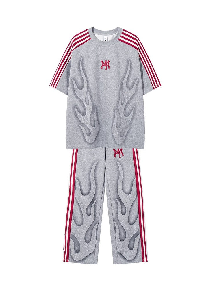 Couples' Flame Diamond T-shirt & Trousers Set