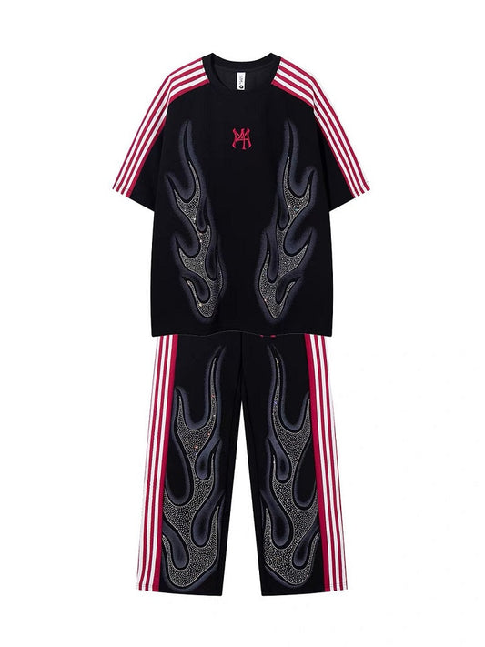 Couples' Flame Diamond T-shirt & Trousers Set
