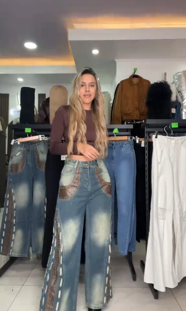Women's Studded Distressed Jeans