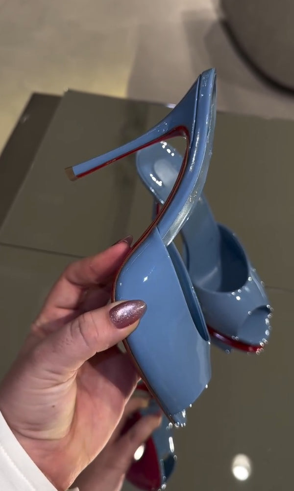 Glossy Leather Women's High-Heeled Sandals