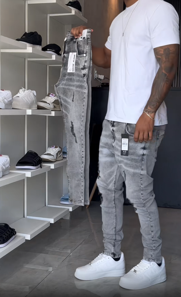Grey Stretch Casual Jeans