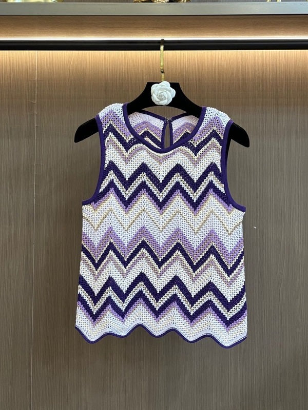 Knitted Wave-Pattern Vest & Pants Set