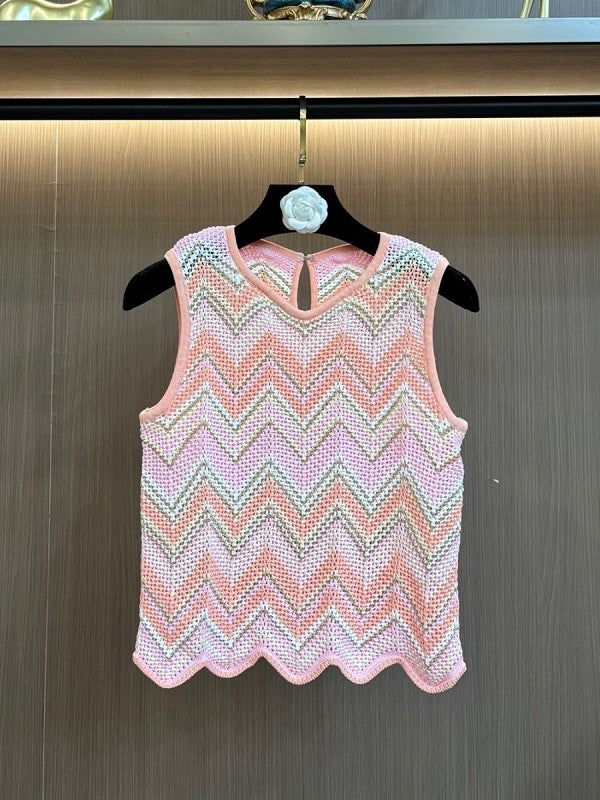 Knitted Wave-Pattern Vest & Pants Set