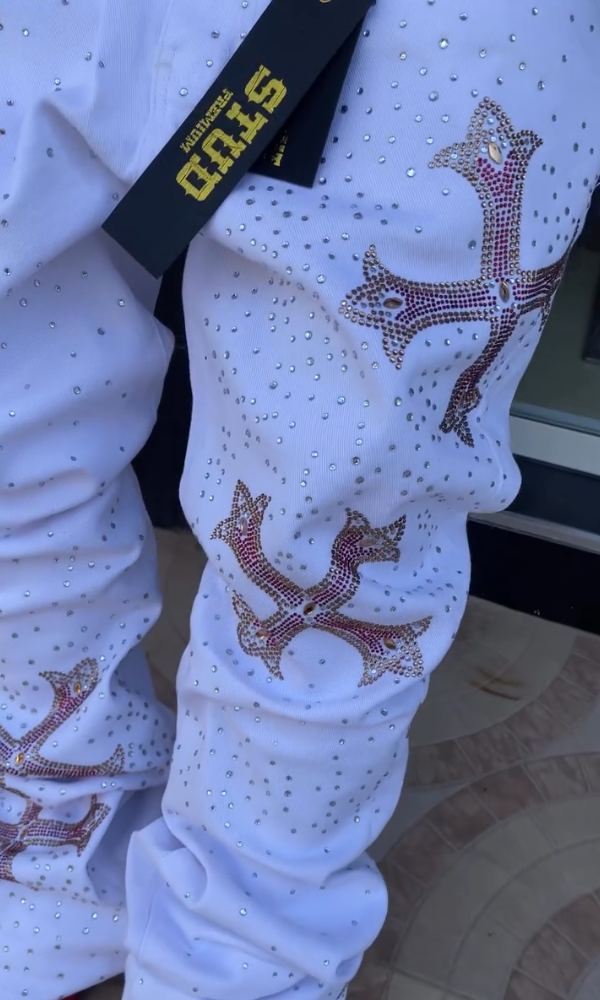 Men's Cross Rhinestone Trendy Jeans