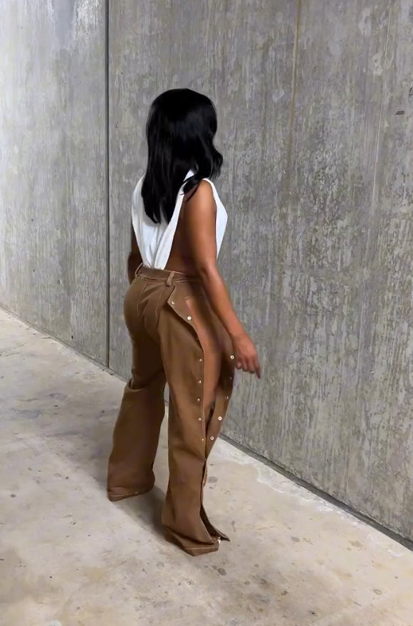 Side Snap Casual Jeans