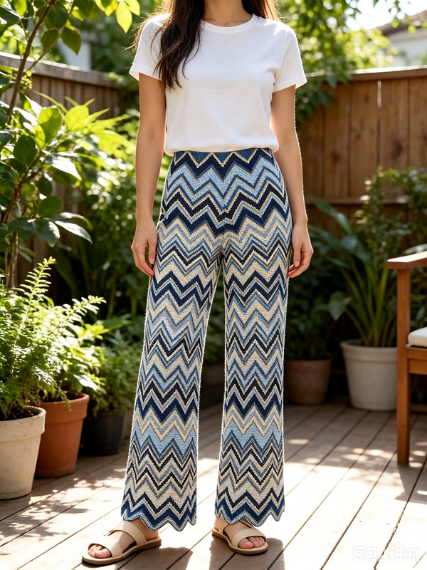 Knitted Wave-Pattern Vest & Pants Set
