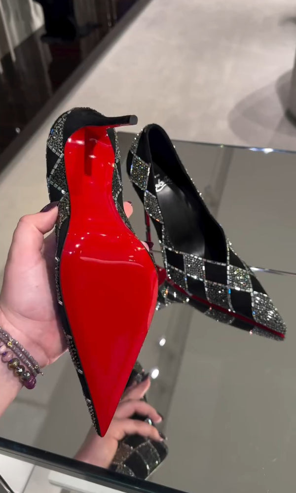 Crystal Check Women's High Heels