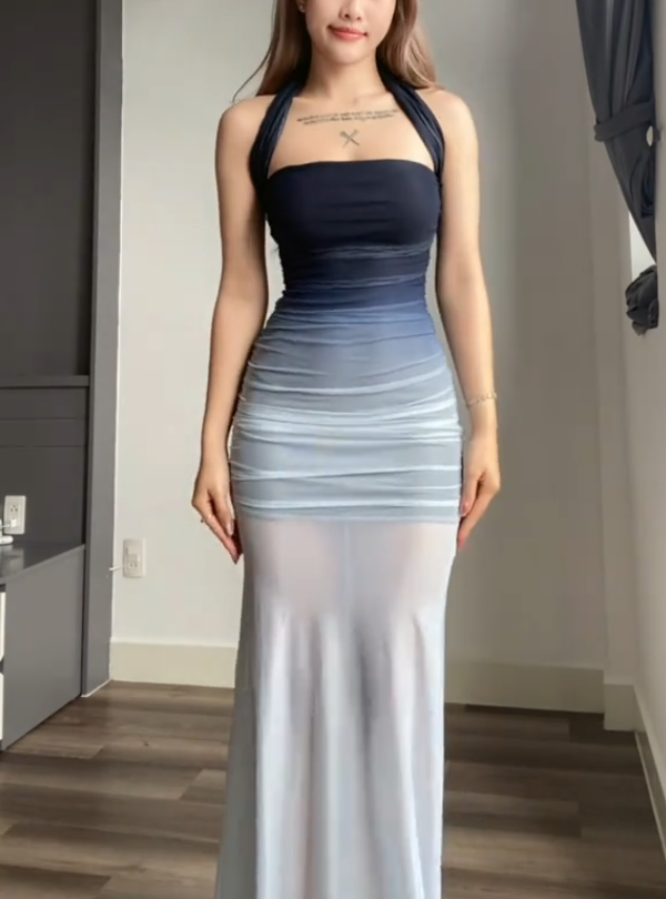 Ombre Silk Midi Dress