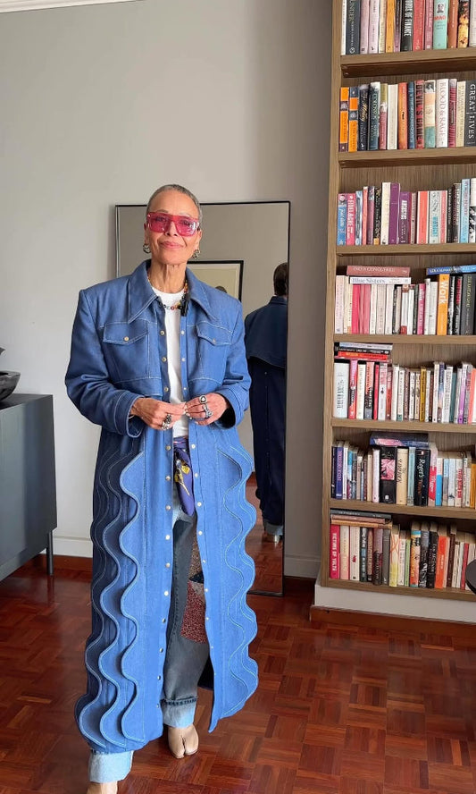 Unique Wavy Denim Coat