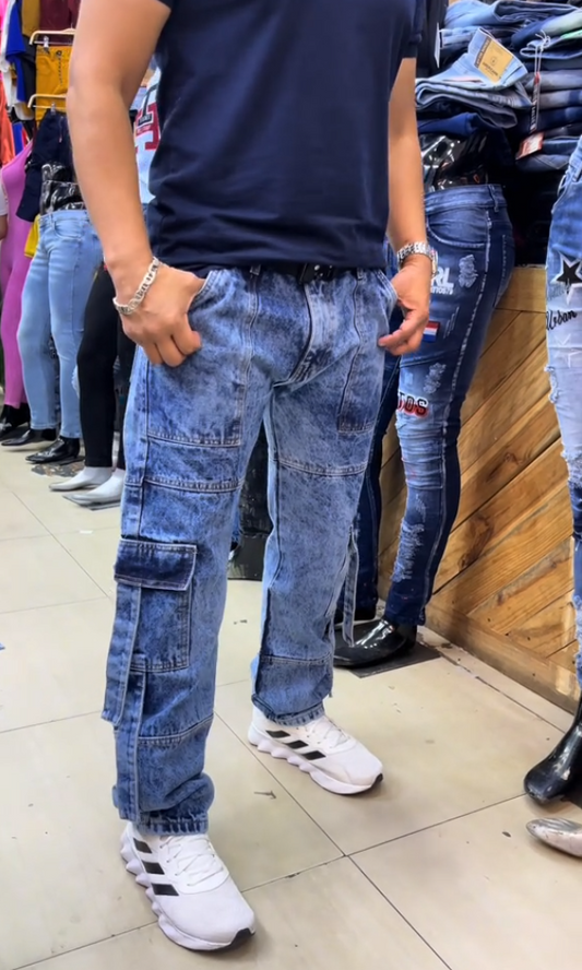 Men's Casual Loose Cargo Jeans