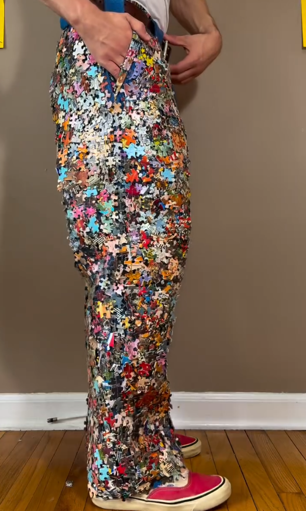 Chic Print Puzzle Jeans