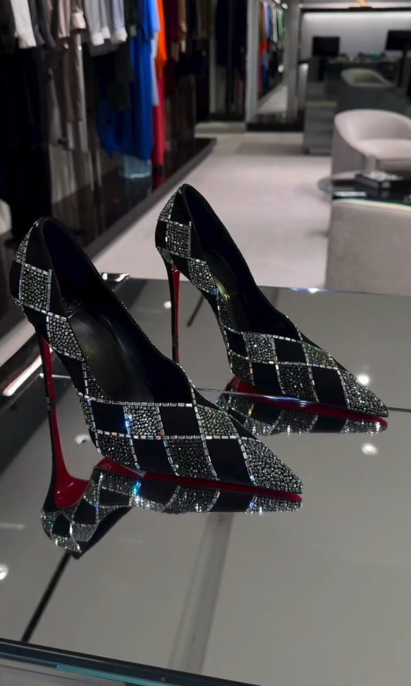 Crystal Check Women's High Heels