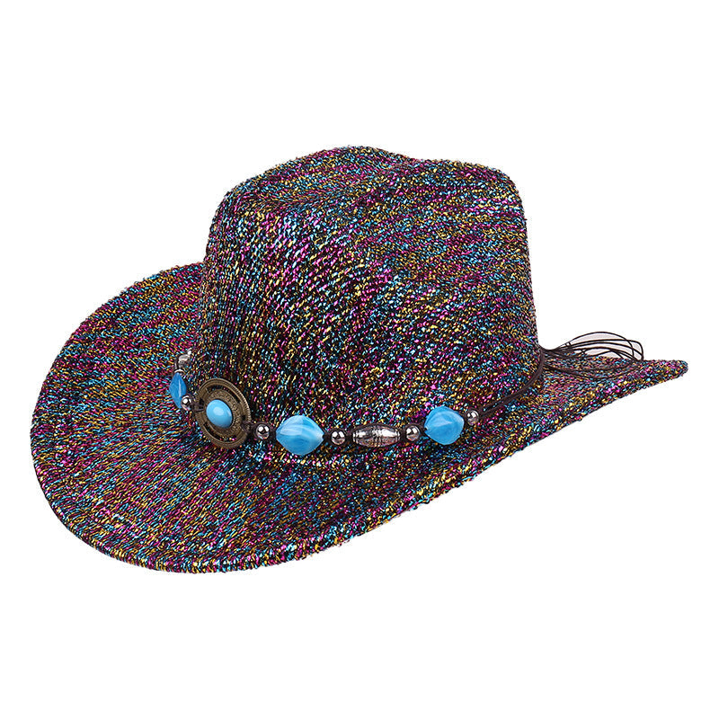 Chic Gemstone Necklace Cowboy Hat