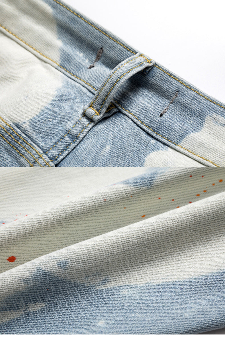 Retro Splatter Paint Distressed Casual Jeans