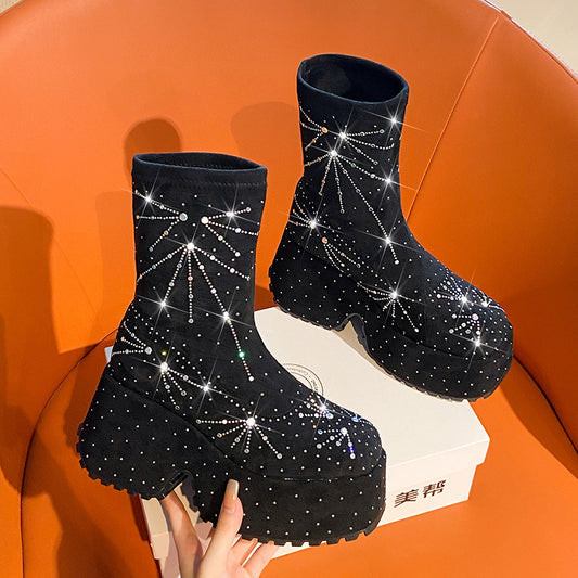 Women's Shiny Platform Casual Boots